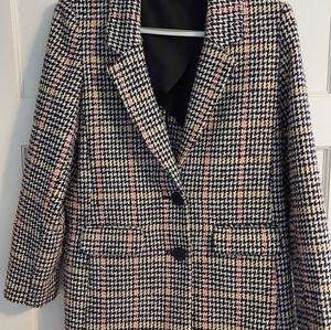 Oversized Plaid Blazer (size:XS, Brand: Old Navy, colour: black & pink)